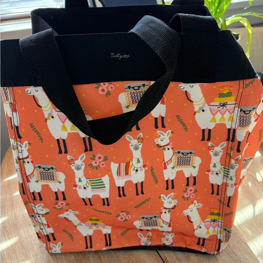 Thirty-One Orange Llama Print Tote